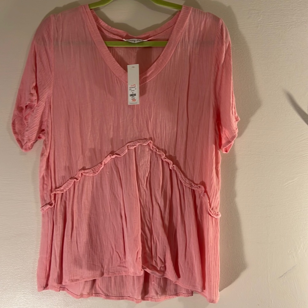 Pink babydoll v neck blouse
